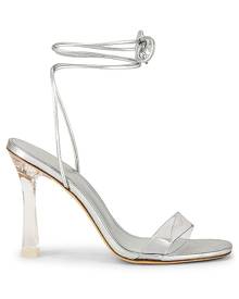 Larroude Gloria Heel in Metallic Silver. Size 5.5, 6, 6.5, 7, 7.5, 8, 8.5, 9, 9.5.