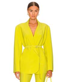 Norma Kamali Double Breasted Oversized Blazer in Yellow. Size S.