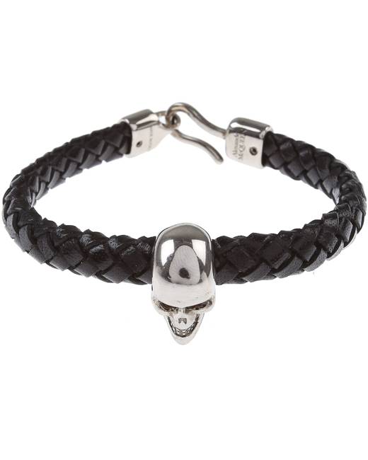 Save 7% Alexander McQueen Leather Skull Charm Bracelet in Black for Men Mens Jewellery Bracelets 