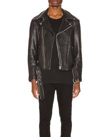 Keiser Clark Pebbled Leather Biker Jacket in Black - Black. Size S (also in XL).