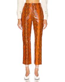 GRLFRND Shiloh Leather Pant in Orange Snake - Animal Print,Orange. Size 28 (also in 29).