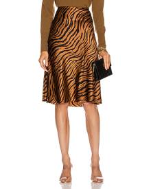 NILI LOTAN Lane Skirt in Bronze Tiger Print - Animal Print,Brown. Size 0 (also in ).