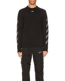 OFF-WHITE Knit Crewneck in Black Melange Grey - Black,Stripes,Abstract. Size L (also in ).