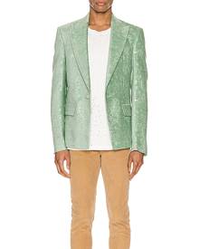 Amiri Paisley Velvet Glitter Blazer in Pale Lime - Green,Paisley. Size 46 (also in 48,50,52).