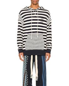 Loewe Stripe Hoodie in Ecru & Navy Blue - Blue,Stripes. Size M (also in L,S).