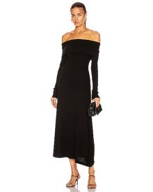 Rosetta Getty Banded Off The Shoulder Long Sleeve Dress in Black - Black. Size XS (also in ).