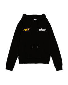 OFF-WHITE Thunder Slim Hoodie in Black & Yellow - Black. Size L (also in M,XL).