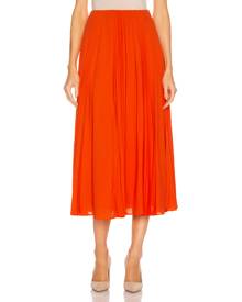 Valentino Garavani Pleated Midi Skirt in Orange