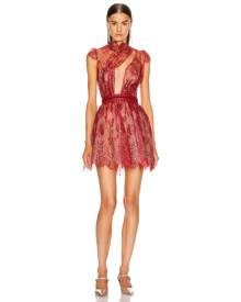 Aadnevik French Lace Mini Dress in Red