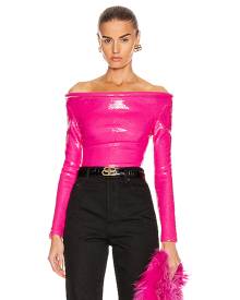 Balenciaga Sequin Ring Bodysuit Top in Pink