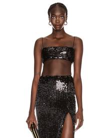 RASARIO Cropped Sequin Top in Black