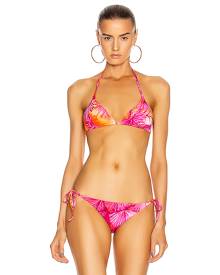 VERSACE Triangle Bikini Top in Pink,Orange,Tropical