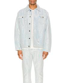 Who Decides War by Ev Bravado Distressed Storm Denim Jacket in Blue,White,Denim Light