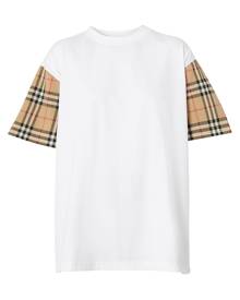 BURBERRY - Check Sleeves Cotton T-shirt