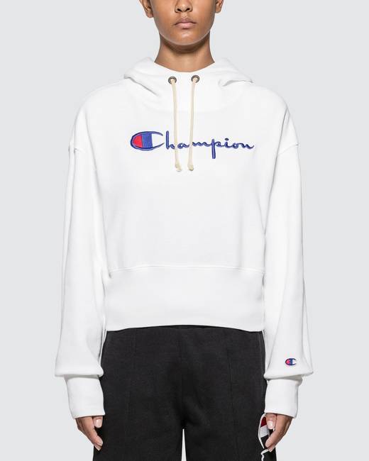 champion white cropped sweatshirt