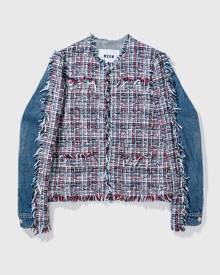 MSGM FRAYED TWEED DENIM BLAZER