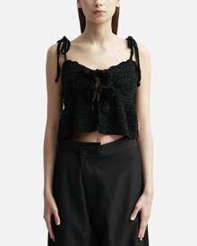 Ganni VELVET CROCHET BANDEAU STRAP TOP