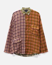 FRIED RICE Unisex Patchwork Check Shirt