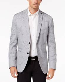 INC Mens Gray XS Two Button Slim Fit Metallic Damask Jacquard Blazer