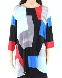 Alfani Women's Blouse Blue Size 2X Plus Vibrant Collage High-Low Alfani Women's Blouse Blue Size 2X Plus Vibrant Collage High-Low