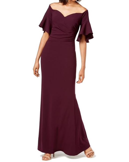 calvin klein off the shoulder long dress