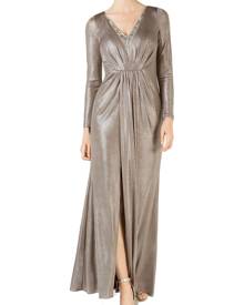 Adrianna Papell Women's Dress Gold Size 6P Petite Embellished Gown Adrianna Papell Women's Dress Gold Size 6P Petite Embellished Gown