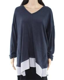 Style & Co Women's Sweater Gray Size 0X Plus Pullover Layered Striped Style & Co Women's Sweater Gray Size 0X Plus Pullover Layered Striped