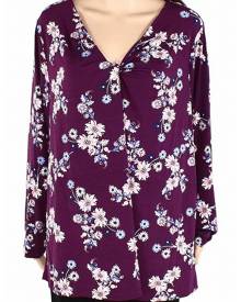 Style & Co Women's Blouse Purple Size 2X Plus Twist Neck Floral-Print Style & Co Women's Blouse Purple Size 2X Plus Twist Neck Floral-Print