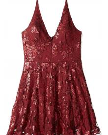 Dress The Population Women's Dress Red Size Large L A-Line Sequin