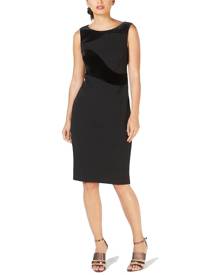Calvin Klein Women's Dress Black Size 8P Petite Velvet Swirls Sheath Calvin Klein Women's Dress Black Size 8P Petite Velvet Swirls Sheath