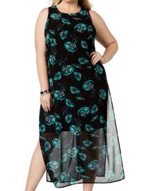 Alfani Women's Dress Black Size 24W Plus Maxi Floral-Printed Chiffon Alfani Women's Dress Black Size 24W Plus Maxi Floral-Printed Chiffon