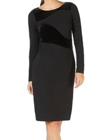 Calvin Klein NEW Black Women's 6 Velvet Trim Scoop Neck Sheath Dress Calvin Klein NEW Black Women's 6 Velvet Trim Scoop Neck Sheath Dress