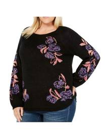 Style & Co. Women's Sweater Black Size 2X Plus Pullover Floral Knit Style & Co. Women's Sweater Black Size 2X Plus Pullover Floral Knit