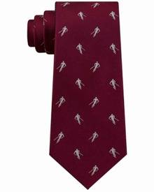 Tommy Hilfiger Men's Red Slim Skiiing Print Neck Tie Silk Accessory Tommy Hilfiger Men's Red Slim Skiiing Print Neck Tie Silk Accessory