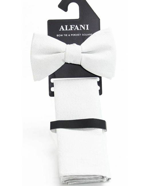 NEW Alfani Men's Geometric Pre-Tied Bow Tie & Pocket Square Pink Geometric