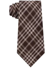 Michael Kors Men's Brown Natte Glen Check Plaid Slim Neck Tie Silk Michael Kors Men's Brown Natte Glen Check Plaid Slim Neck Tie Silk