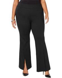 INC Women's Pants Black Size 22W Plus Flare Leg Front Slit Stretch INC Women's Pants Black Size 22W Plus Flare Leg Front Slit Stretch