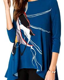 Alfani Women's Blouse Deep Blue Size 1X Plus Sharkbite Hem Tunic Alfani Women's Blouse Deep Blue Size 1X Plus Sharkbite Hem Tunic