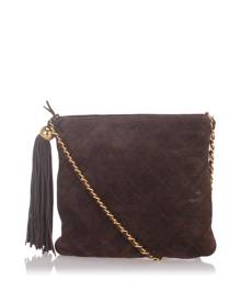 Chanel Suede Leather Chain Crossbody Bag