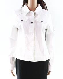 Riders by Lee Women Denim Jacket White Size XL Button Down Roll Sleeve
