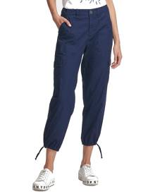 DKNY Women's Blue Size 14X26 Cinched Tie Hem High-Rise Cargo Pants DKNY Women's Blue Size 14X26 Cinched Tie Hem High-Rise Cargo Pants