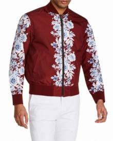 Tallia Mens Red Small S Floral Bomber Full Zip Reversible Jacket