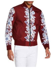 Tallia Mens Red Size Medium M Floral Bomber Full Zip Reversible Jacket