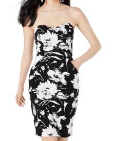 B.Darlin Junior's Dress Black Size 5 Sheath Strapless Floral Print B.Darlin Junior's Dress Black Size 5 Sheath Strapless Floral Print