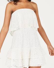 City Studio Dress White Size 7 Junior Shift Lace Popover Strapless City Studio Dress White Size 7 Junior Shift Lace Popover Strapless