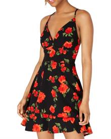 B. Darlin Red Size 2 Junior A-Line Dress Tiered Fit & Flare Floral B. Darlin Red Size 2 Junior A-Line Dress Tiered Fit & Flare Floral