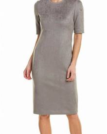 Anne Klein Women's Dress Gray Size 4 Sheath Faux Suede Crewneck Anne Klein Women's Dress Gray Size 4 Sheath Faux Suede Crewneck