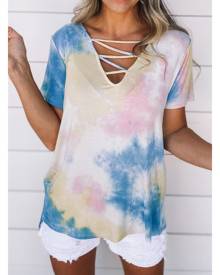 Azura Exchange Yellow Cage Detail Tye Dye Top