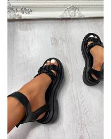 IKRUSH Womens Steffi Chain Jewelled T-Bar Sandals 