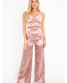 Rebellious Fashion Womens Top - Rose Shiny Velvet Cami Crop Top - Cali